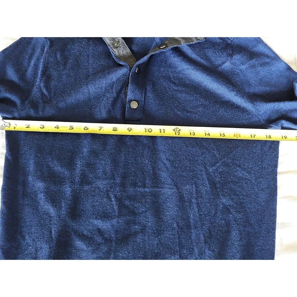 BANANA REPUBLIC Sweater Mens Small Blue Merino Wool Pullover 1/4 Mock Neck